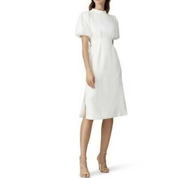 Caara Dresses & Skirts - Caara Dress Size Small Fritz High Neck Puff Sleeves Ivory